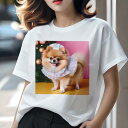 Tシャツ レディース 犬ファン 半袖 春夏 犬柄 プリント カジュアル かわいい 人間用 フィットネス ダンス クリスマスツリー ポメラニアン オーナメント