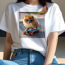 Tシャツ レディース 犬ファン 半袖 春夏 犬柄 プリント カジュアル かわいい 人間用 フィットネス ダンス サングラス ポメラニアン スケートボード(4)