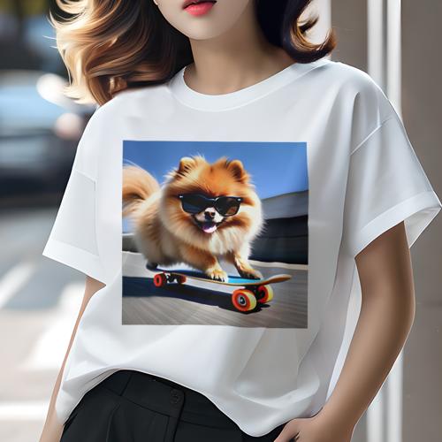 Tシャツ レディース 犬ファン 半袖 春夏 犬柄 プリント カジュアル かわいい 人間用 フィットネス ダン..