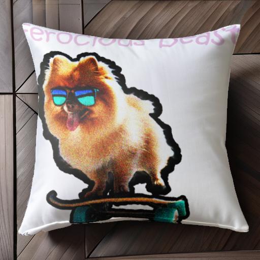 スケートボード ポメラニアン サングラス クッションカバー 45×45cm アニマル柄 おしゃれ 可愛い クッ..