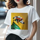Tシャツ レディース 犬ファン 半袖 春夏 犬柄 プリント カジュアル かわいい 人間用 フィットネス ダンス サングラス イタリアングレーハウンド ジャケット(4)