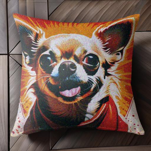 背景 チワワ クッションカバー 45×45cm アニマル柄 おしゃれ 可愛い クッション本体付き 正方形 犬ファン