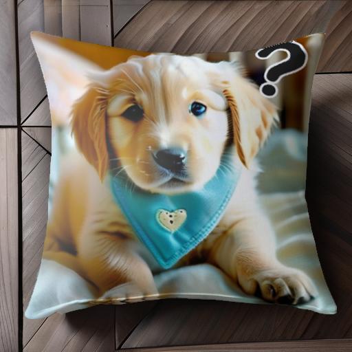 子犬 ゴールデンレトリバー バンダナ クッションカバー 45×45cm アニマル柄 おしゃれ 可愛い クッション本体付き 正方形 犬ファン