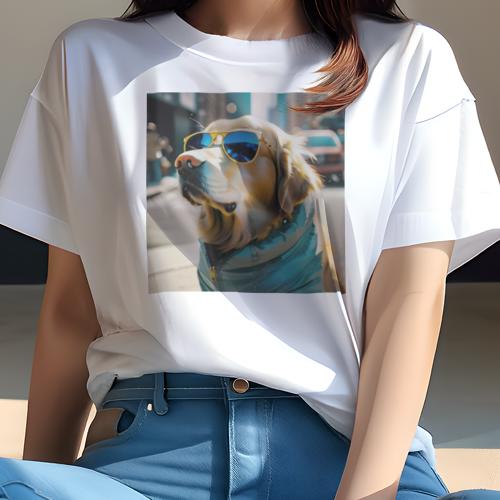 Tシャツ レディース 犬ファン 半袖 春夏 犬柄 プリント カジュアル かわいい 人間用 フィットネス ダンス サングラス ゴールデンレトリバー ジャケット Tシャツ レディース 犬ファン 半袖 春夏 犬柄 プリント カジュアル かわいい 人間用 フィットネス ダンス サングラス ゴールデンレトリバー ジャケット