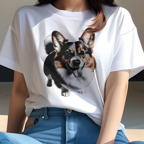Tシャツ レディース 犬ファン 半袖 春夏 犬柄 プリント カジュアル かわいい 人間用 フィットネス ダンス コーギー Tシャツ レディース 犬ファン 半袖 春夏 犬柄 プリント カジュアル かわいい 人間用 フィットネス ダンス コーギー
