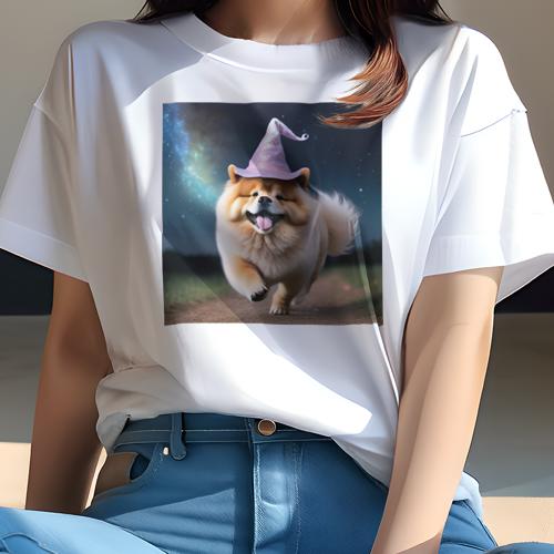 Tシャツ レディース 犬ファン 半袖 春夏 犬柄 プリント カジュアル かわいい 人間用 フィットネス ダンス 魔法使いの帽子 チャウチャウ 星空 道 Tシャツ レディース 犬ファン 半袖 春夏 犬柄 プリント カジュアル かわいい 人間用 フィットネス ダンス 魔法使いの帽子 チャウチャウ 星空 道