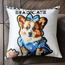 リボン コーギー ワンピース カップケーキ クッションカバー 45×45cm アニマル柄 おしゃれ 可愛い クッション本体付き 正方形 犬ファン