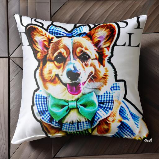 リボン コーギー ギンガムチェック クッションカバー 45×45cm アニマル柄 おしゃれ 可愛い クッション..