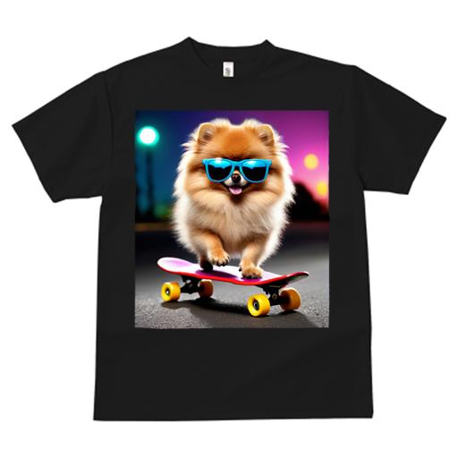 Tシャツ レディース 犬ファン 半袖 春夏 犬柄 プリント カジュアル かわいい 人間用 フィットネス ダンス サングラス ポメラニアン スケートボード