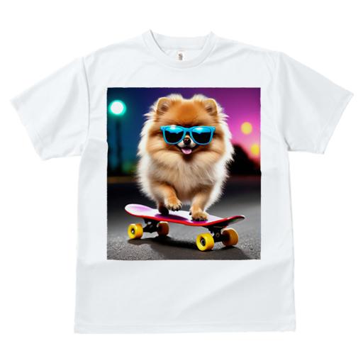 Tシャツ レディース 犬ファン 半袖 春夏 犬柄 プリント カジュアル かわいい 人間用 フィットネス ダンス サングラス ポメラニアン スケートボード