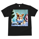 Tシャツ メンズ キッズ 犬ファン 半袖 春夏 犬柄 プリント カジュアル かわいい 人間用 フィットネス ダンス クリスマスツリー コーギー チェック柄 リボン