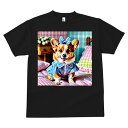 Tシャツ メンズ キッズ 犬ファン 半袖 春夏 犬柄 プリント カジュアル かわいい 人間用 フィットネス ダンス リボン コーギー ギンガムチェック ワンピース ベッド