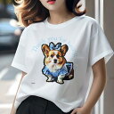 Tシャツ レディース 犬ファン 半袖 春夏 犬柄 プリント カジュアル かわいい 人間用 フィットネス ダンス リボン コーギー ワンピース