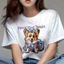 Tシャツ レディース 犬ファン 半袖 春夏 犬柄 プリント カジュアル かわいい 人間用 フィットネス ダンス リボン コーギー ワンピース