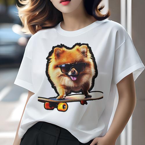 Tシャツ レディース 犬ファン 半袖 春夏 犬柄 プリント カジュアル かわいい 人間用 フィットネス ダン..