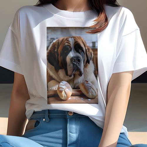Tシャツ レディース 犬ファン 半袖 春夏 犬柄 プリント カジュアル かわいい 人間用 フィットネス ダンス パン セントバーナード Tシャツ レディース 犬ファン 半袖 春夏 犬柄 プリント カジュアル かわいい 人間用 フィットネス ダンス パン セントバーナード