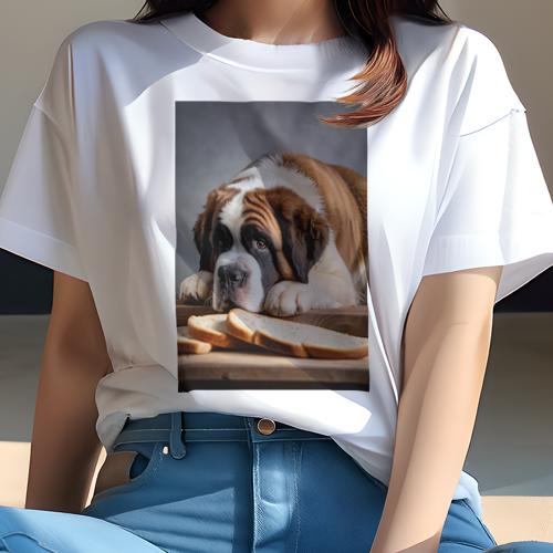 Tシャツ レディース 犬ファン 半袖 春夏 犬柄 プリント カジュアル かわいい 人間用 フィットネス ダンス パン セントバーナード Tシャツ レディース 犬ファン 半袖 春夏 犬柄 プリント カジュアル かわいい 人間用 フィットネス ダンス パン セントバーナード