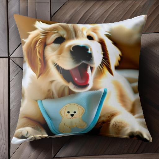 子犬 ゴールデンレトリバー よだれかけ クッションカバー 45×45cm アニマル柄 おしゃれ 可愛い クッシ..