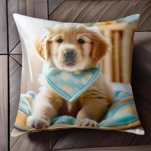 よだれかけ ゴールデンレトリバー クッション クッションカバー 45×45cm アニマル柄 おしゃれ 可愛い ..