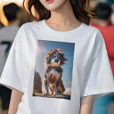 Tシャツ レディース 犬ファン 半袖 春夏 犬柄 プリント カジュアル かわいい 人間用 フィットネス ダンス キャバリア(4)
