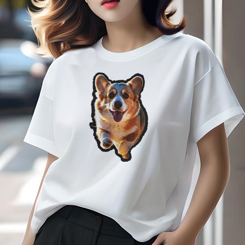 Tシャツ レディース 犬ファン 半袖 春夏 犬柄 プリント カジュアル かわいい 人間用 フィットネス ダンス コーギー