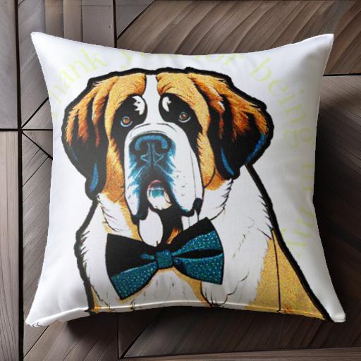 蝶ネクタイ セントバーナード クッションカバー 45×45cm アニマル柄 おしゃれ 可愛い クッション本体付..