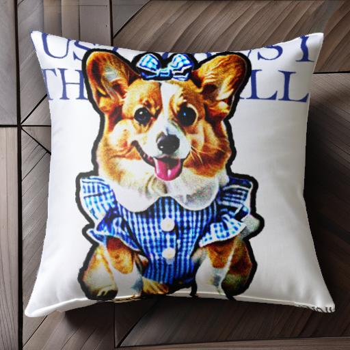 リボン コーギー ワンピース クッションカバー 45×45cm アニマル柄 おしゃれ 可愛い クッション本体付..