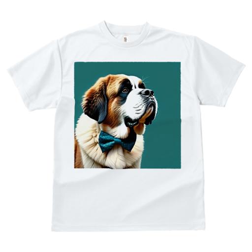 Tシャツ レディース 犬ファン 半袖 春夏 犬柄 プリント カジュアル かわいい 人間用 フィットネス ダンス 蝶ネクタイ セントバーナード