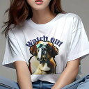 Tシャツ レディース 犬ファン 半袖 春夏 犬柄 プリント カジュアル かわいい 人間用 フィットネス ダンス サングラス セントバーナード 蝶ネクタイ