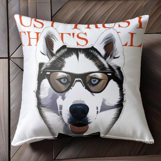メガネ シベリアンハスキー 蝶ネクタイ クッションカバー 45×45cm アニマル柄 おしゃれ 可愛い クッション本体付き 正方形 犬ファン
