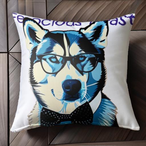 蝶ネクタイ シベリアンハスキー 眼鏡 クッションカバー 45×45cm アニマル柄 おしゃれ 可愛い クッショ..