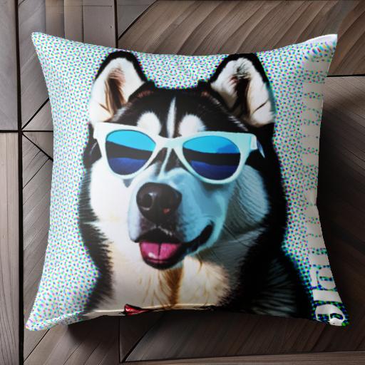 サングラス シベリアンハスキー バンダナ クッションカバー 45×45cm アニマル柄 おしゃれ 可愛い クッ..