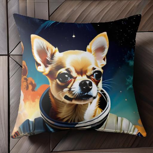 宇宙 チワワ 宇宙飛行士 スペース クッションカバー 45×45cm アニマル柄 おしゃれ 可愛い クッション本体付き 正方形 犬ファン
