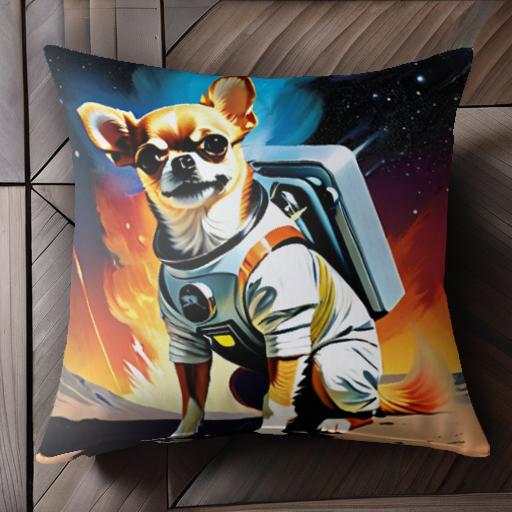 宇宙 チワワ 宇宙服 惑星 スペースシャトル クッションカバー 45×45cm アニマル柄 おしゃれ 可愛い クッション本体付き 正方形 犬ファン