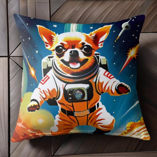 宇宙 チワワ 宇宙服 スペース 星 クッションカバー 45×45cm アニマル柄 おしゃれ 可愛い クッション本体付き 正方形 犬ファン