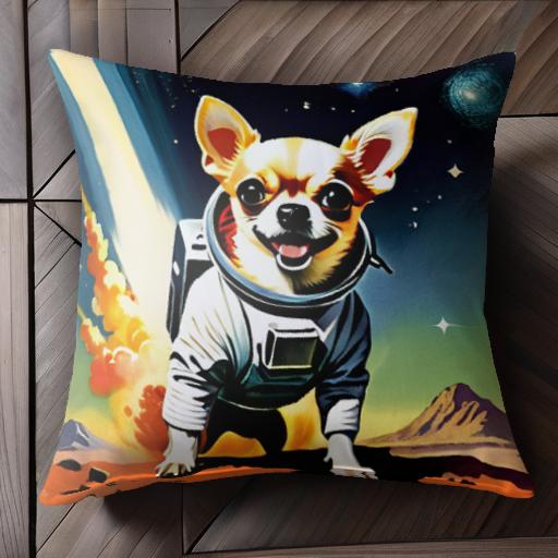 宇宙 チワワ 宇宙飛行士 スペース ロケット クッションカバー 45×45cm アニマル柄 おしゃれ 可愛い クッション本体付き 正方形 犬ファン