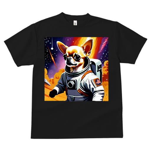 Tシャツ レディース 犬ファン 半袖 春夏 犬柄 プリント カジュアル かわいい 人間用 フィットネス ダンス 宇宙飛行士 チワワ 宇宙 星 隕石