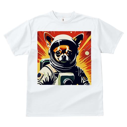 Tシャツ レディース 犬ファン 半袖 春夏 犬柄 プリント カジュアル かわいい 人間用 フィットネス ダンス 宇宙飛行士 チワワ 宇宙服 スペース 宇宙