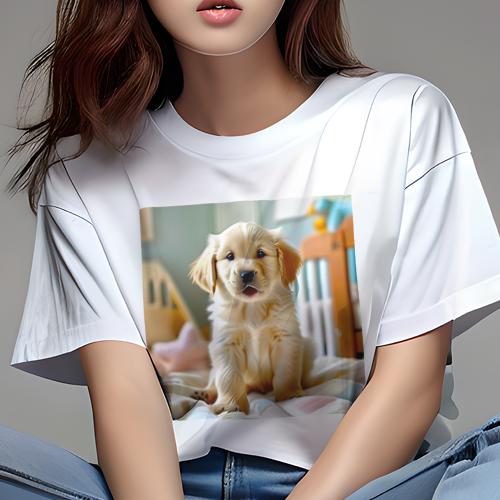 Tシャツ レディース 犬ファン 半袖 春夏 犬柄 プリント カジュアル かわいい 人間用 フィットネス ダン..