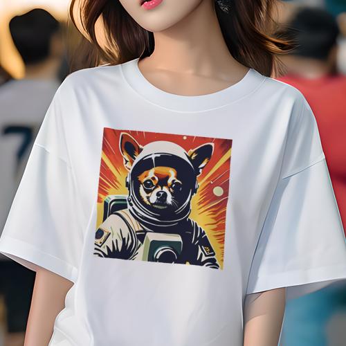 Tシャツ レディース 犬ファン 半袖 春夏 犬柄 プリント カジュアル かわいい 人間用 フィットネス ダンス 宇宙飛行士 チワワ 宇宙服 スペース 宇宙 Tシャツ レディース 犬ファン 半袖 春夏 犬柄 プリント カジュアル かわいい 人間用 フィットネス ダンス 宇宙飛行士 チワワ 宇宙服 スペース 宇宙