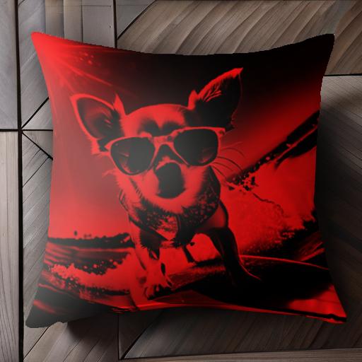 サングラス チワワ サーフィン クッションカバー 45×45cm アニマル柄 おしゃれ 可愛い クッション本体..