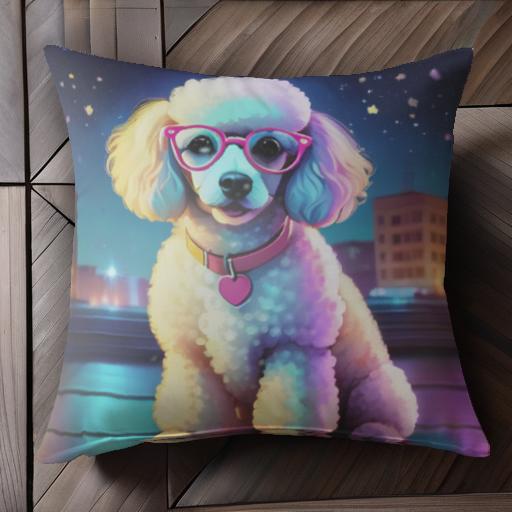 メガネ プードル 夜景 星 クッションカバー 45×45cm アニマル柄 おしゃれ 可愛い クッション本体付き 正方形 犬ファン メガネ プードル 夜景 星 クッションカバー 45×45cm アニマル柄 おしゃれ 可愛い クッション本体付き 正方形 犬ファン