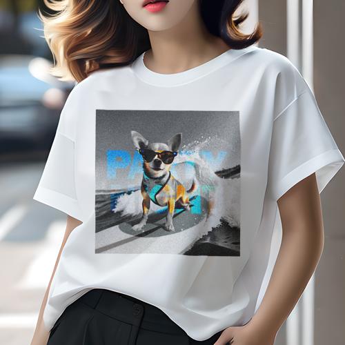 Tシャツ レディース 犬ファン 半袖 春夏 犬柄 プリント カジュアル かわいい 人間用 フィットネス ダン..
