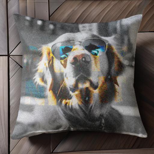 サングラス ゴールデンレトリバー クッションカバー 45×45cm アニマル柄 おしゃれ 可愛い クッション本体付き 正方形 犬ファン