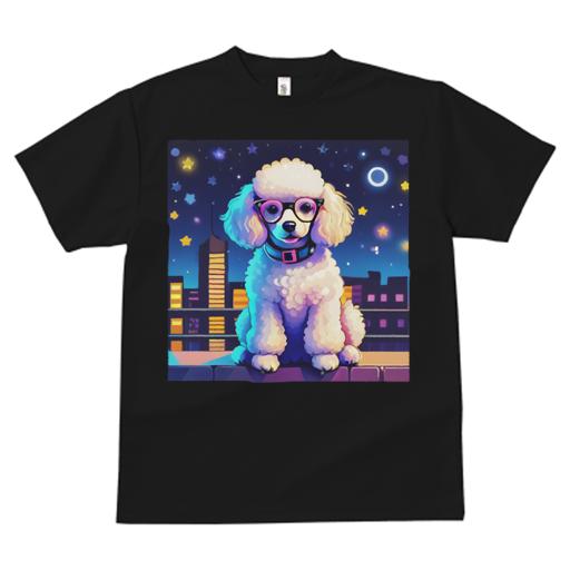 Tシャツ レディース 犬ファン 半袖 春夏 犬柄 プリント カジュアル かわいい 人間用 フィットネス ダンス 夜景 プードル 星 月 メガネ