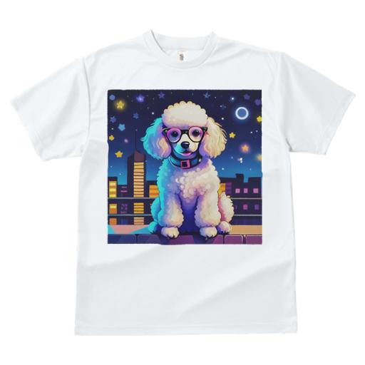 Tシャツ レディース 犬ファン 半袖 春夏 犬柄 プリント カジュアル かわいい 人間用 フィットネス ダンス 夜景 プードル 星 月 メガネ