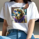 Tシャツ レディース 犬ファン 半袖 春夏 犬柄 プリント カジュアル かわいい 人間用 フィットネス ダンス サングラス ゴールデンレトリバー 疑問符(4)