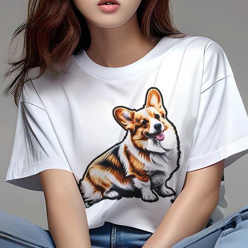 Tシャツ レディース 犬ファン 半袖 春夏 犬柄 プリント カジュアル かわいい 人間用 フィットネス ダンス コーギー