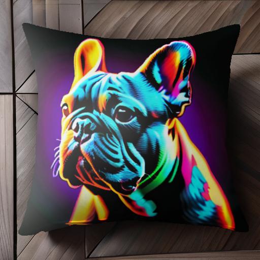 フレンチブルドッグ クッションカバー 45×45cm アニマル柄 おしゃれ 可愛い クッション本体付き 正方形..