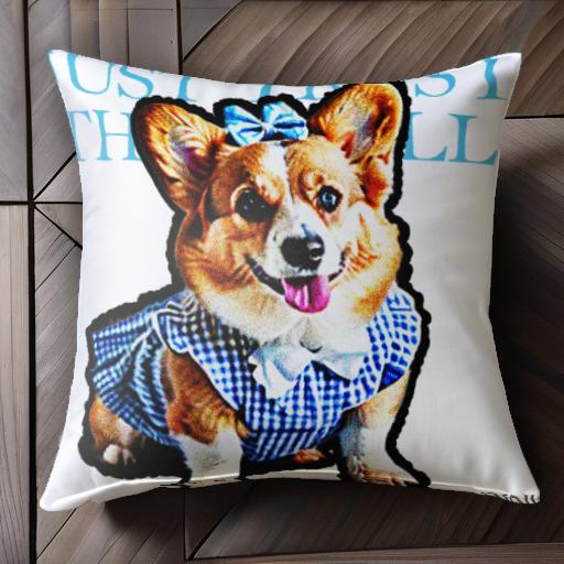 犬服 コーギー リボン クッションカバー 45×45cm アニマル柄 おしゃれ 可愛い クッション本体付き 正方..